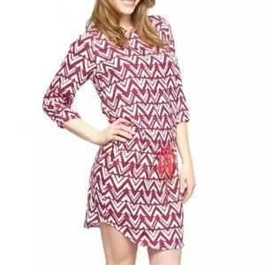 Hatley drop waist drawstring 3/4 sleeve geometric print dress size medium